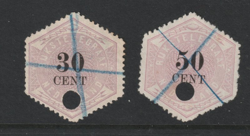 Netherlands x 2 used Telegraph stamps used
