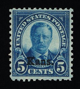 GENUINE SCOTT #663 VF-XF MINT PRISTINE OG NH 1929 KANSAS OVERPRINT ISSUE #8953