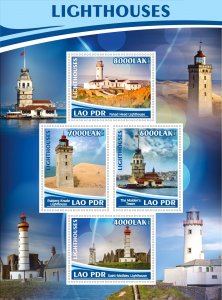 Stamps. Lighthouses 2021 year 1+1 sheets perf Laos