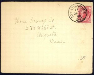 Canada Sc# 69 on cover (a) (St. Catherines>Augusta) 1898 12.17 QV Maple Leaf