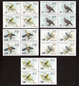 SRI LANKA 1983-88 Lovely Birds (5v Cpt B/4) MNH CV$50+