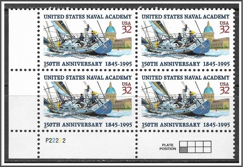 US Plate Block #3001 Naval Academy MNH