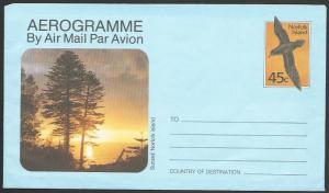 NORFOLK IS 1985 45c Bird aerogramme fine unused............................10894