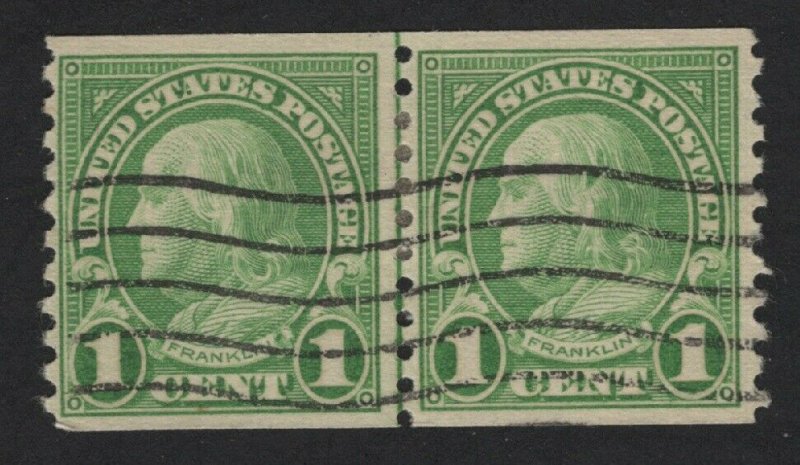 United States USED Scott Number 597 JOINT LINE PAIR  F-VF #Y1  -  BARNEYS