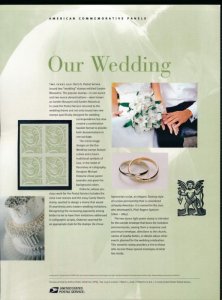 USPS 2006 COMMEMORATIVE PANEL #3999 63c OUR WEDDING 