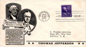 #807 Thomas Jefferson Prexie Presidential – Anderson Cachet Addressed to An...