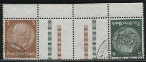 Germany Scott # 416, 419, 2 labels, used, tete beche, Mi # KZ27.1