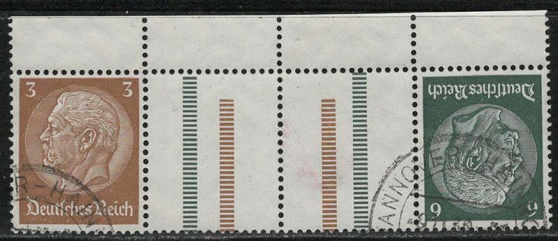 Germany Scott # 416, 419, 2 labels, used, tete beche, Mi # KZ27.1