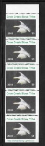 #2003 Crow Creek Sioux Tribe Tribal Member Spring Light Goose Strip of 5