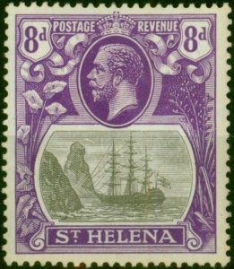 St Helena 1923 8d Grey & Bright Violet SG105d 'Storm over Rock' Fine & Fresh MM