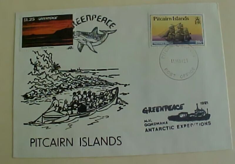 PITCAIRN ISLANDS WITH GREENPEACE LOCAL POST 1991 CACHETED 