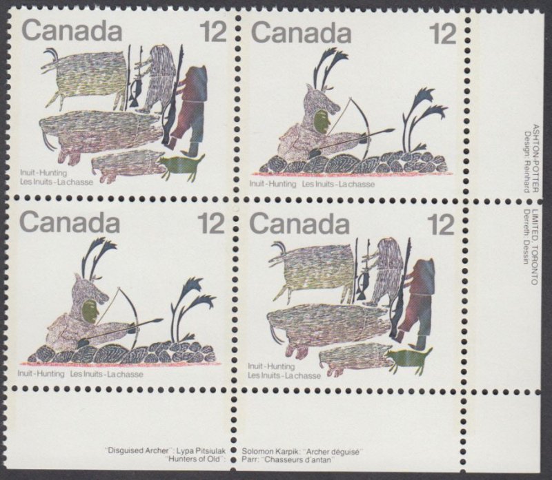 Canada - #751a Inuit - Hunting Plate Block - MNH