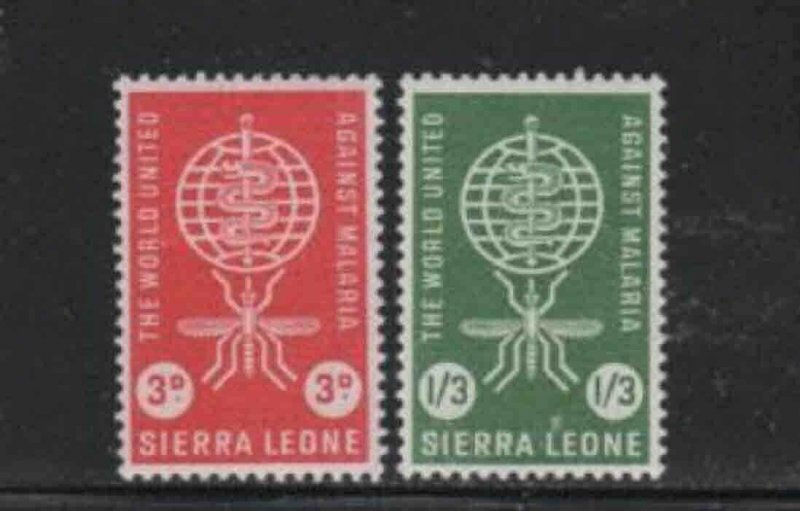 SIERRA LEONE #225-226 1962 WHO DRIVE TO ERADICATE MALARIA MINT VF LH O.G