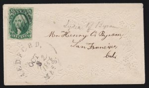 US 15 10c Washington w/ 4 Margins on Small Embossed Ladies Cover VF w/ PF Cert