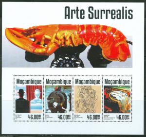 MOZAMBIQUE 2014  SURREALISM MAGRITTE ERNST MASSON DALI  SHEET  MINT  NH