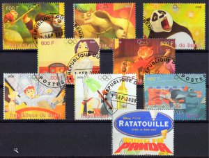 Benin 2008 DISNEY CHARACTERS RATATOUILLE PANDA Set (8 +1 L) CTO