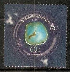 Pitcairn Island Round ODD Shaped Map Self Adhesive 1v MNH # 2008