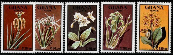 HERRICKSTAMP GHANA Sc.# 1285-89 Flowers