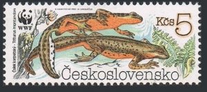 Czechoslovakia 2751, MNH. Michel 3010. WWF 1989. Newt Triturus montandoni.