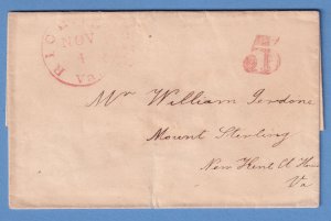 US Stampless cover, red '5' from Richmond VA  Reduced 2x!  12/15