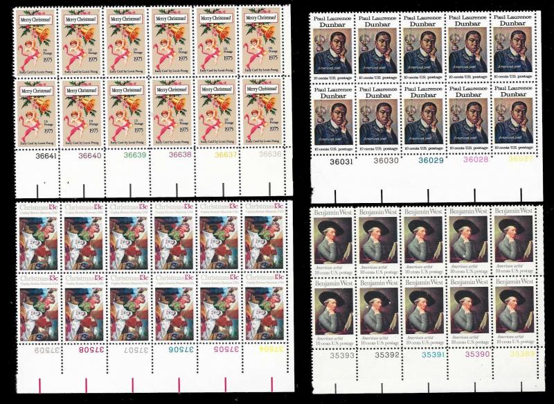 UNITED STATES (75) Large Plate Blocks ALL Mint Never Hinged Face Value=$79+