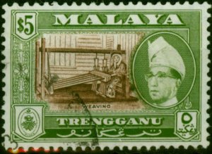 Trengganu 1957 $5 Brown & Bronze-Green SG99 Fine Used (2)