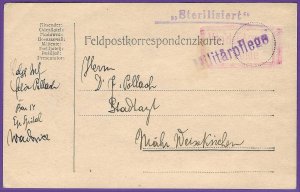 1922 Austria Military PC, Sterilisiert & Militarflege Markings! VONDER ARMEE etc