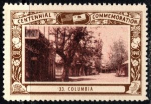 1948 US Poster Stamp California Centennial Commemoration # 33 Columbia