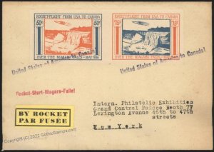 USA Canada 1936 New York Philatelic Exhibition Se-Tenant Rocket Mail Cov G109343