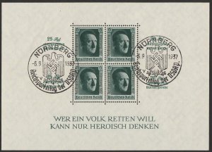 GERMANY 1937 Hitler 6pf M/sheets with perf (3), imperf & Nurnberg.