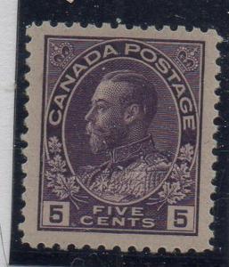 Canada Sc 112a 1924 5c violet thin paper G V Admiral stamp mint NH
