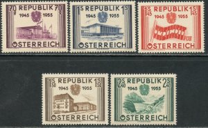 AUSTRIA Sc#599-603 1955 Liberation Anniversary Complete OG Mint NH* (ab)