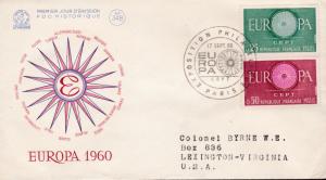 France  1960 Europa on Clean Typed Addressed FDC Color Cachet  VF