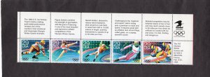 2615a Winter Olympics, strip/5 MNH w/description top border