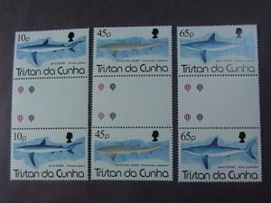 TRISTAN da CUNHA # 551-553-MINT/NH-COMPLETE SET OF CROSS GUTTER PAIRS--1993