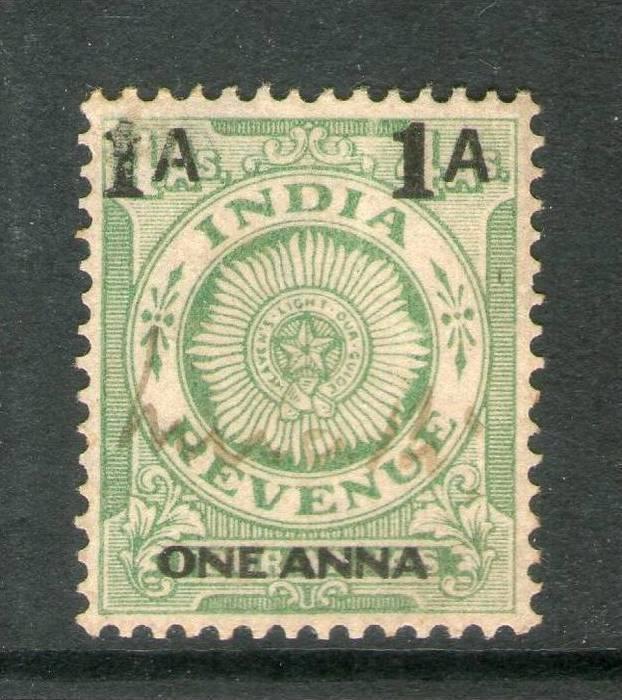 India Fiscal 1An O/P on 4As Provisional Revenue Stamp Court Fee Inde Indien #...