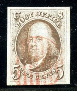 U.S. Scott 1 Used XF-S with PF Cert.