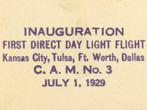 Inauguration CAM3 First Flight 1929 Kansas City C11 Beacon 5c Airmail Postage US