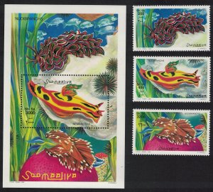 Somalia Nudibranchs 3v+MS 1999 MNH MI#794-796+Block 65