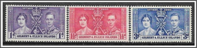 Gilbert & Ellice Islands #37-39 Coronation Complete Set MH