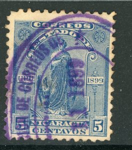 Nicaragua 1899 Justice 5¢ Seebeck Scott 113 VFU Z760