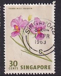 Singapore   #65  used 1963  flowers  30c