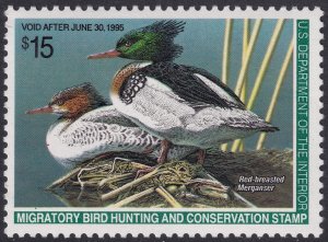 RW61 U.S. 1994 Federal Duck Stamp $15.00 issue MNH CV $27.50