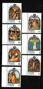 Grenada Grenadines-Sc#221-7-unused NH set-Easter-Paintings-1977-