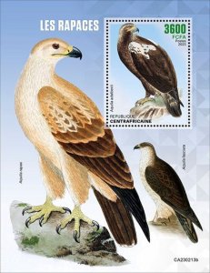 Central Africa - 2023 Birds of Prey, Eagle - Stamp Souvenir Sheet - CA230213b