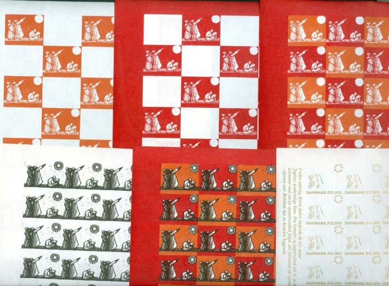 Denmark. Christmas Seal 1971. Comp. Set 7 Sheet. Scale/Proof Print. Imperforated