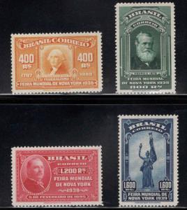 Brazil Scott 480-483 MH* 1939 New York Worlds Fair set