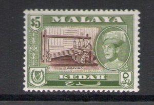 1957 Kedah - Stanley Gibbons #102 - $5 Brown and Broze Green - MNH**