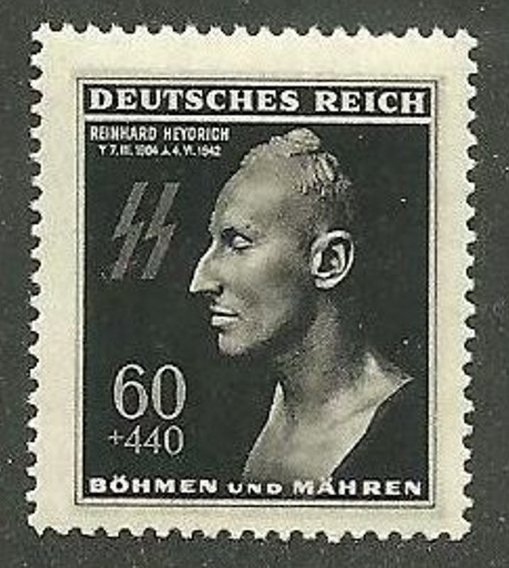 GERMANY THIRD 3rd REICH BOHEMIA OCC. ORIGINAL HEYDRICH DEATH MASK MNH