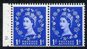 SB22a 1d Wmk Tudor Cyl 2 No Dot Booklet Pane of 2 with Shamrock Flaw U/M